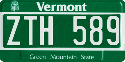 VT license plate ZTH589