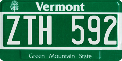 VT license plate ZTH592