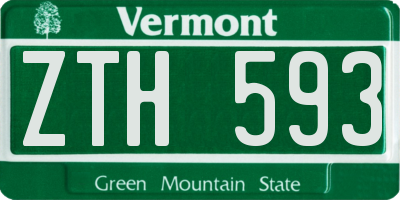 VT license plate ZTH593