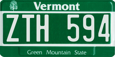 VT license plate ZTH594