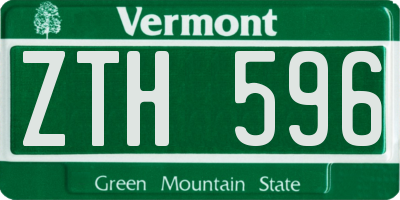 VT license plate ZTH596