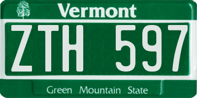 VT license plate ZTH597