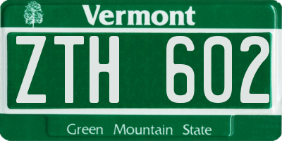 VT license plate ZTH602