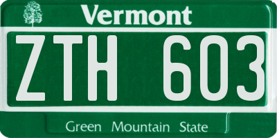VT license plate ZTH603