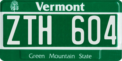 VT license plate ZTH604