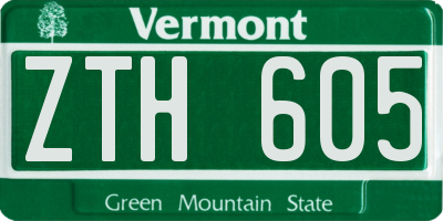 VT license plate ZTH605