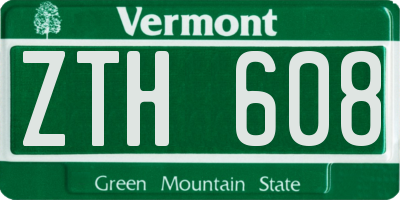 VT license plate ZTH608