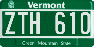 VT license plate ZTH610