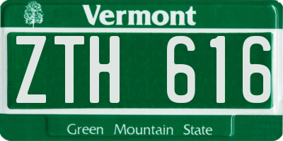 VT license plate ZTH616