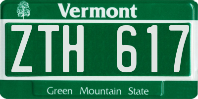 VT license plate ZTH617