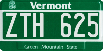 VT license plate ZTH625