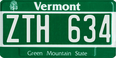 VT license plate ZTH634