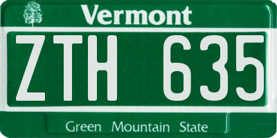 VT license plate ZTH635
