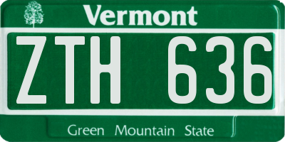 VT license plate ZTH636