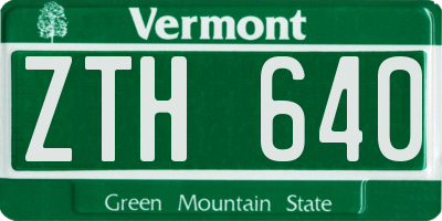 VT license plate ZTH640