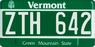 VT license plate ZTH642