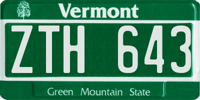 VT license plate ZTH643