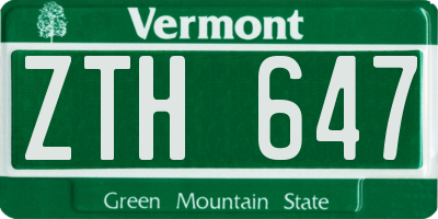 VT license plate ZTH647
