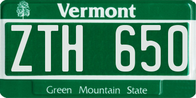 VT license plate ZTH650