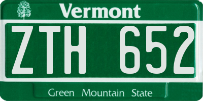 VT license plate ZTH652