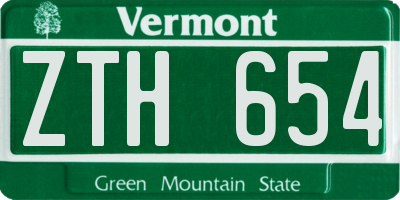 VT license plate ZTH654