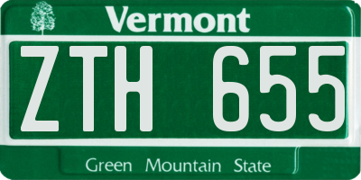 VT license plate ZTH655