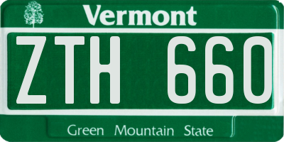 VT license plate ZTH660