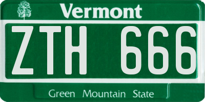 VT license plate ZTH666
