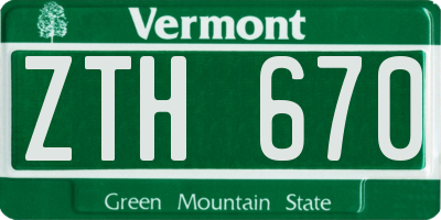VT license plate ZTH670