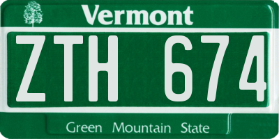 VT license plate ZTH674