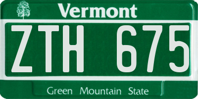 VT license plate ZTH675