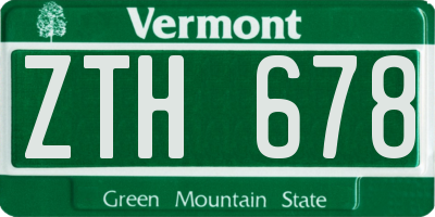VT license plate ZTH678