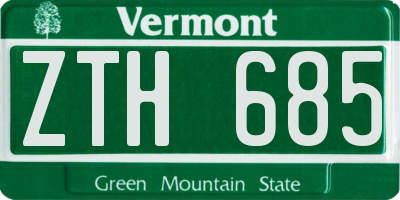 VT license plate ZTH685