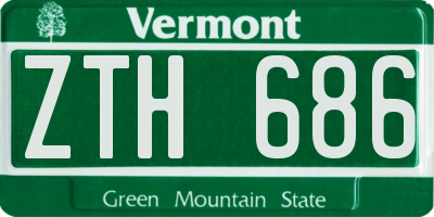VT license plate ZTH686