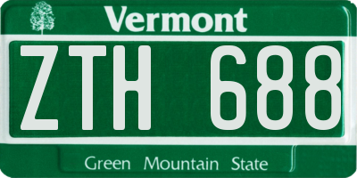 VT license plate ZTH688