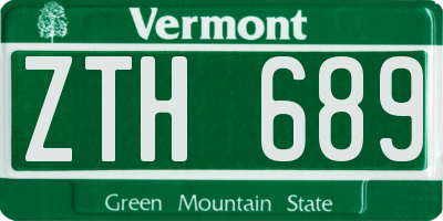 VT license plate ZTH689