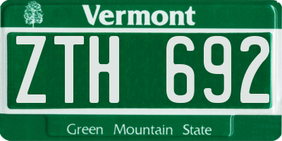 VT license plate ZTH692