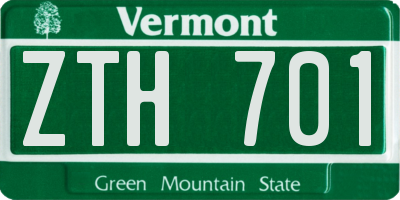 VT license plate ZTH701