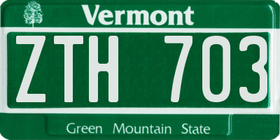 VT license plate ZTH703