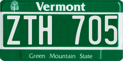 VT license plate ZTH705