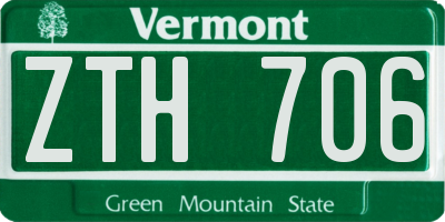 VT license plate ZTH706