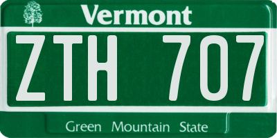 VT license plate ZTH707