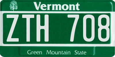 VT license plate ZTH708