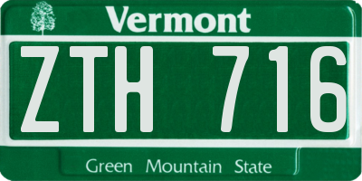 VT license plate ZTH716