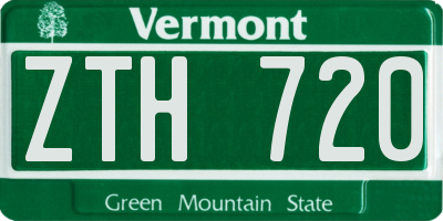VT license plate ZTH720
