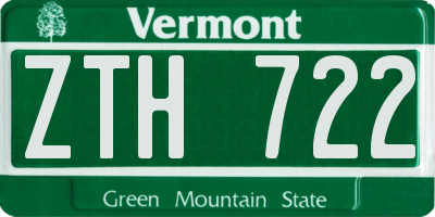 VT license plate ZTH722