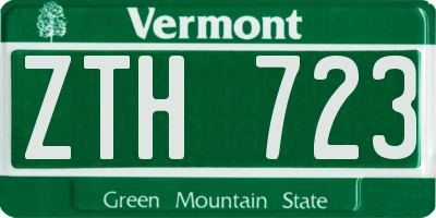 VT license plate ZTH723