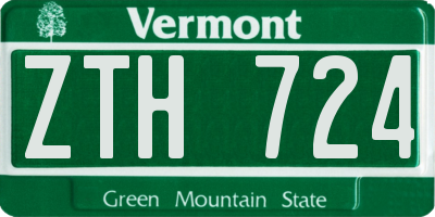 VT license plate ZTH724