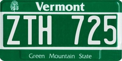 VT license plate ZTH725