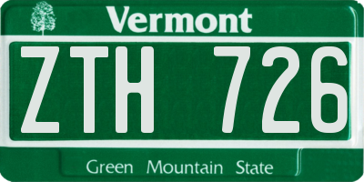 VT license plate ZTH726